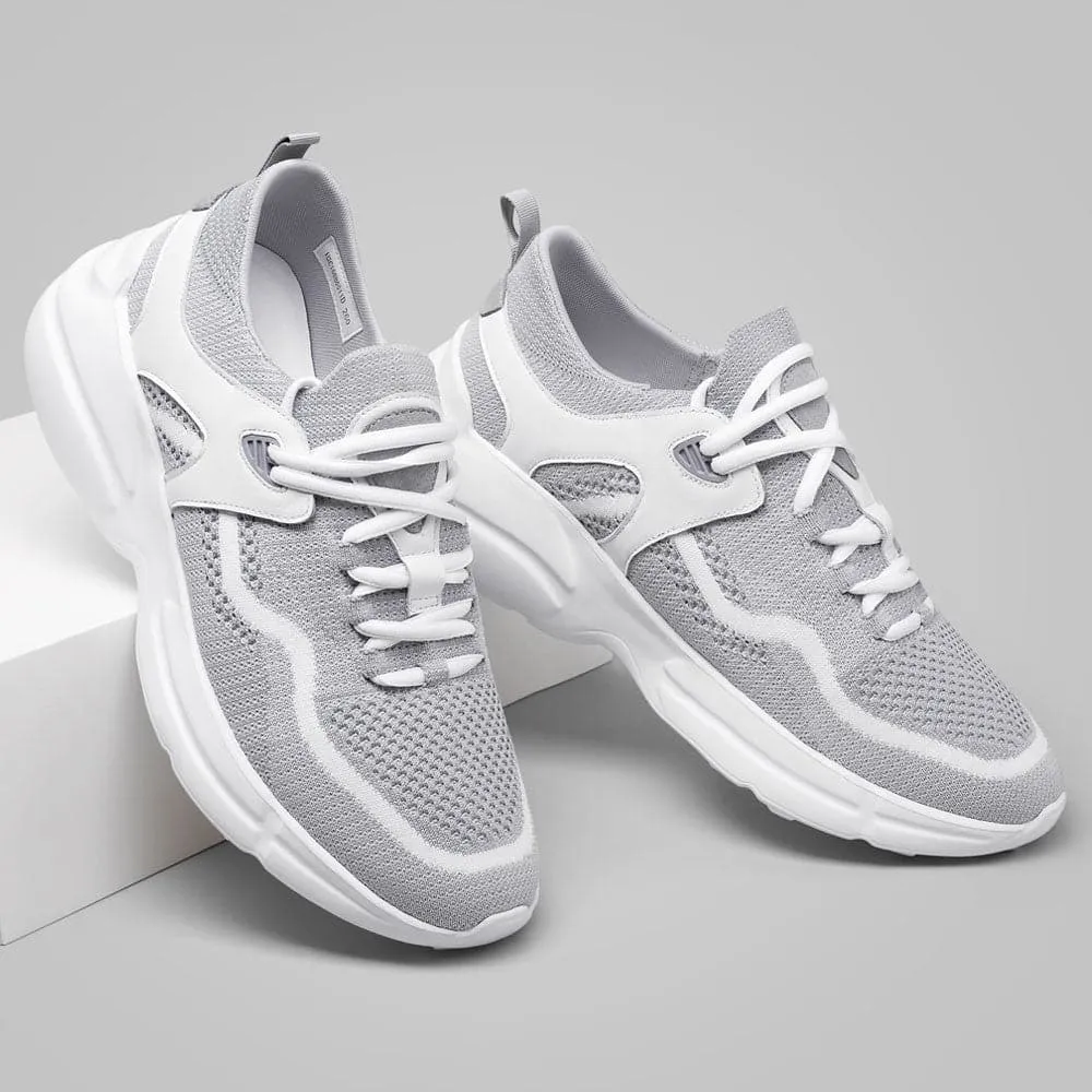 7CM / 2.76 Inches CMR CHAMARIPA Elevate Your Style with  Lightweight Gray Knit Sneakers