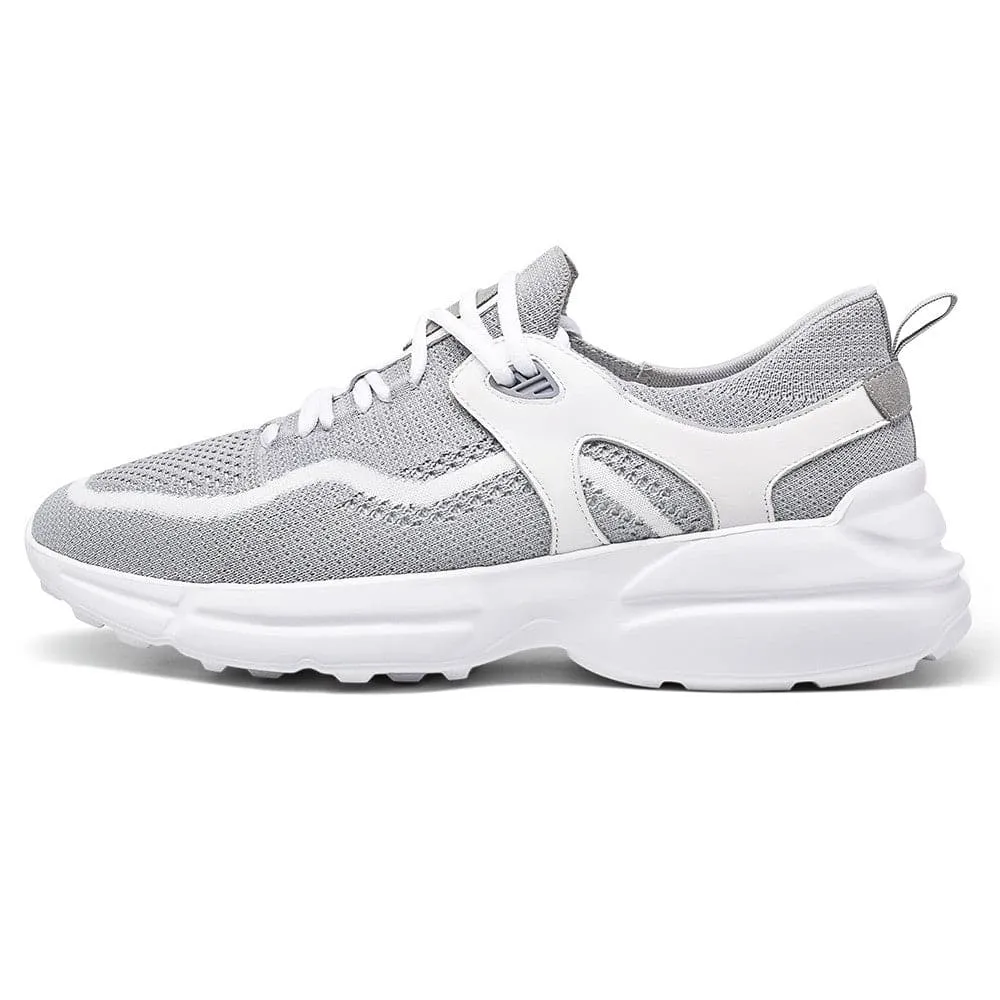 7CM / 2.76 Inches CMR CHAMARIPA Elevate Your Style with  Lightweight Gray Knit Sneakers