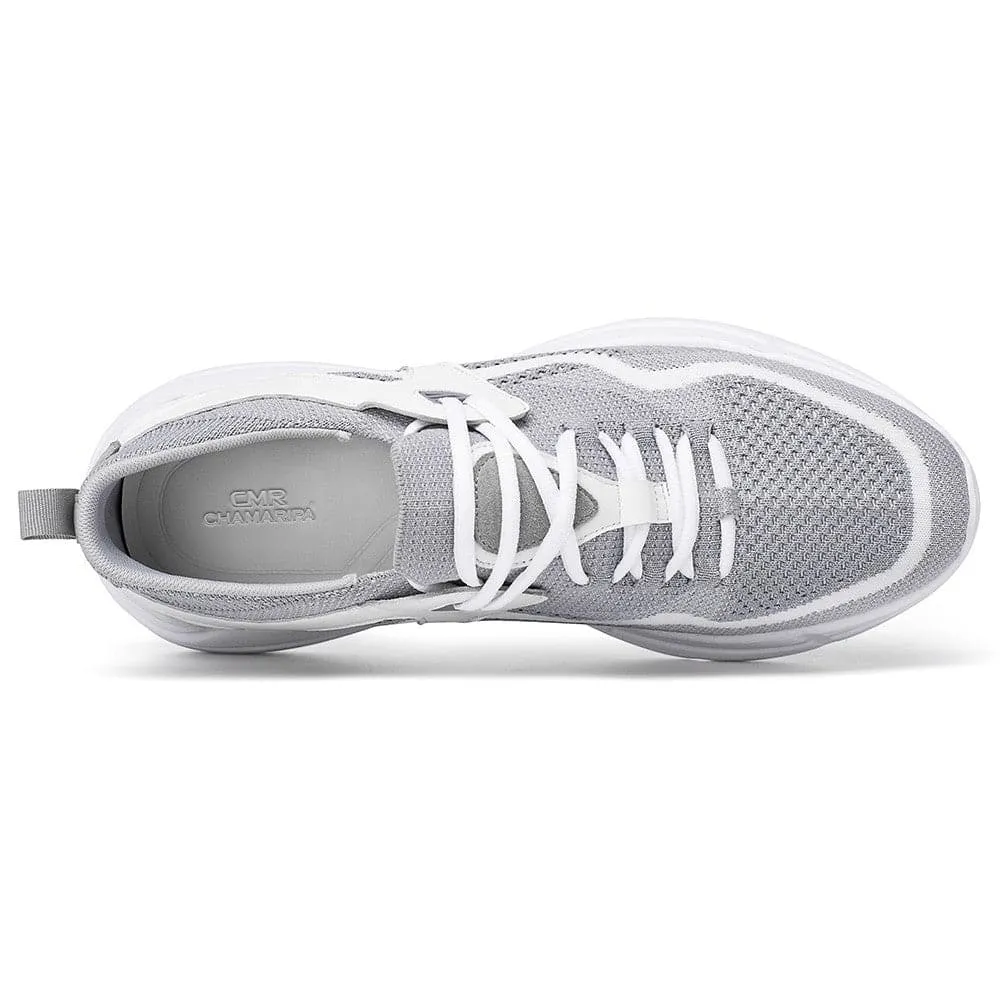 7CM / 2.76 Inches CMR CHAMARIPA Elevate Your Style with  Lightweight Gray Knit Sneakers