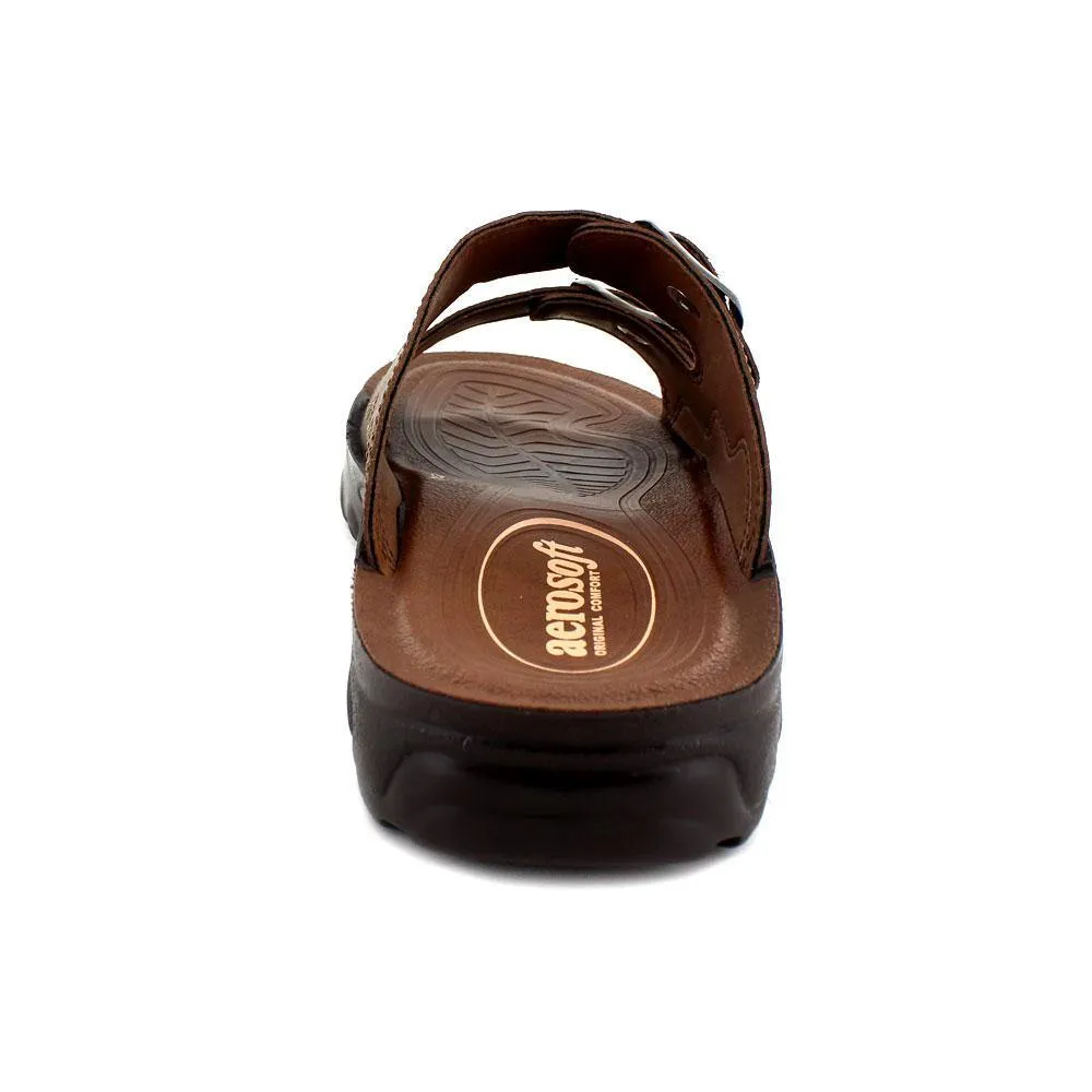 Aerosoft - Grabone A5402 Dual Strap Comfortable Slide Sandals For Men With Metal Buckle