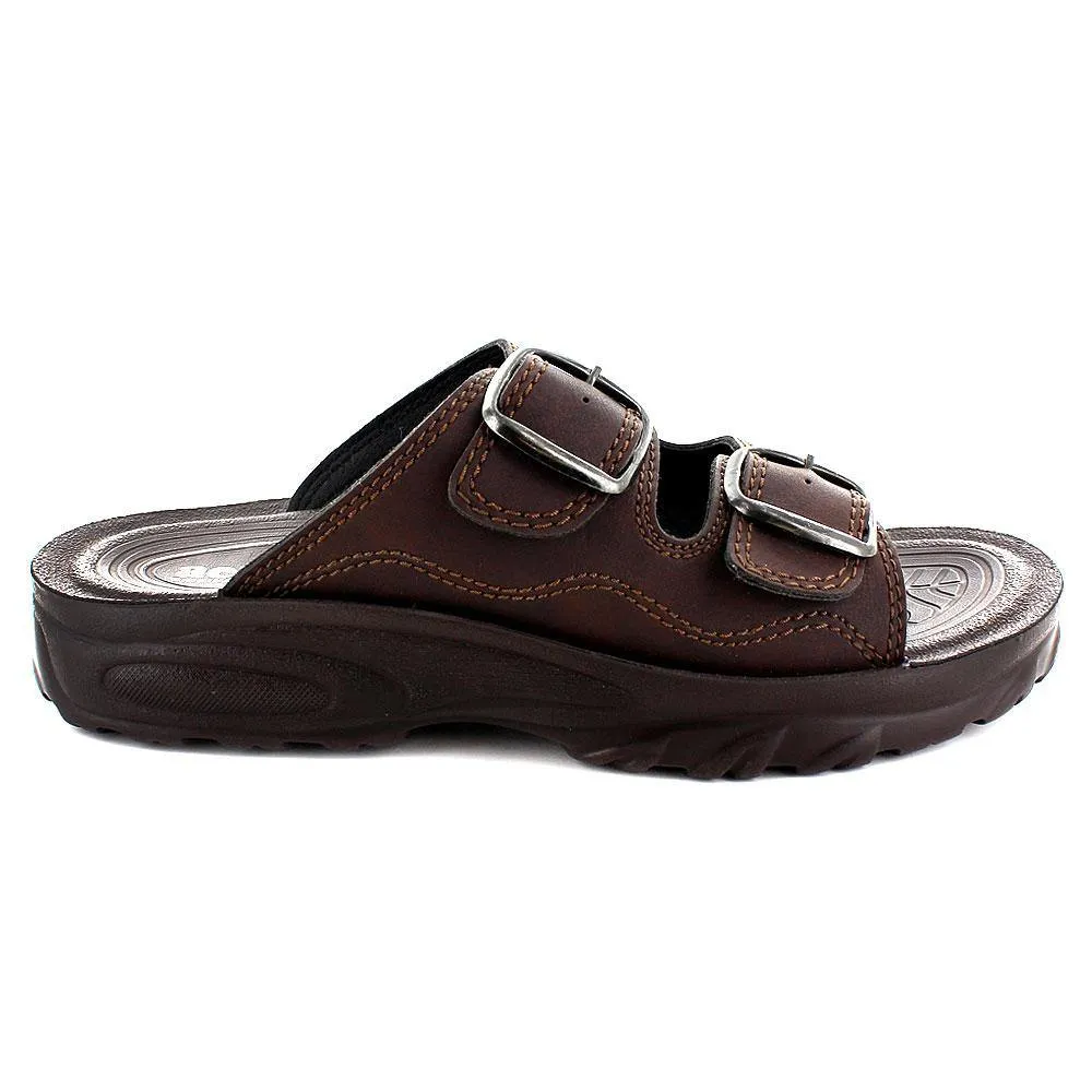 Aerosoft - Grabone A5402 Dual Strap Comfortable Slide Sandals For Men With Metal Buckle