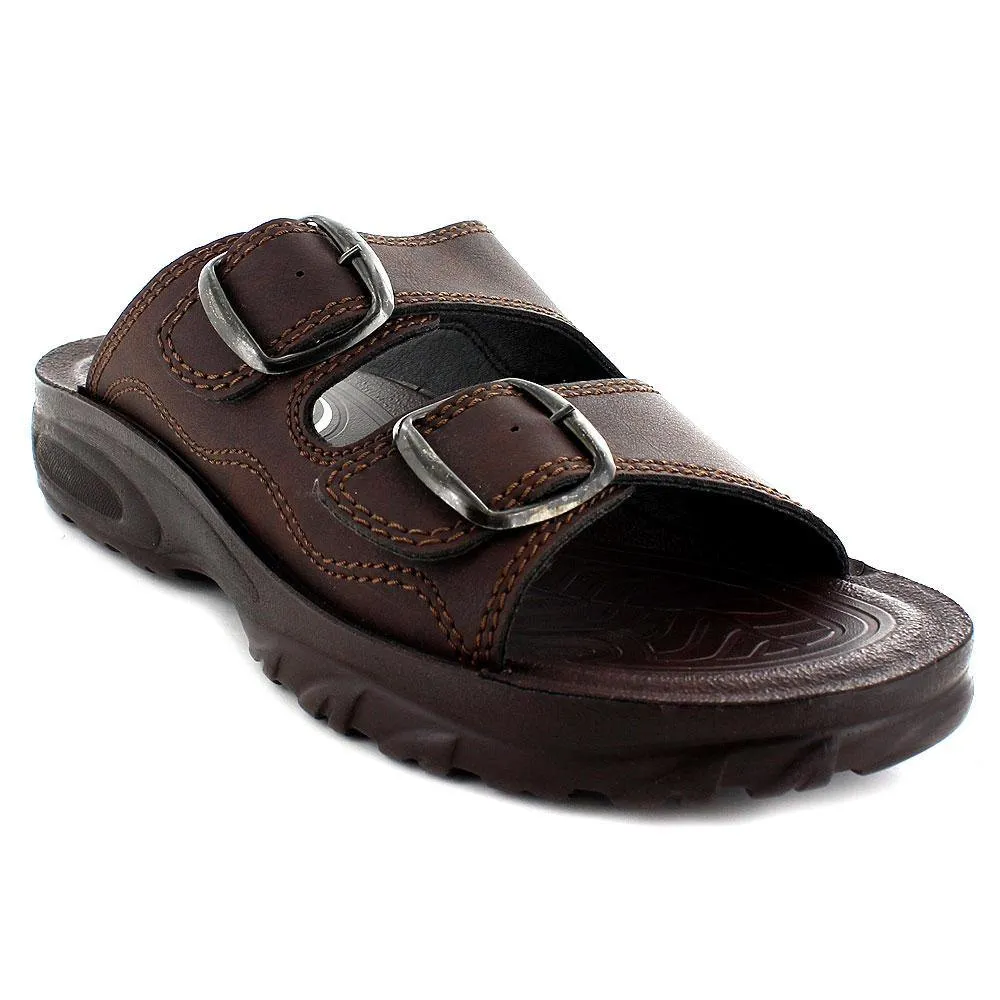 Aerosoft - Grabone A5402 Dual Strap Comfortable Slide Sandals For Men With Metal Buckle