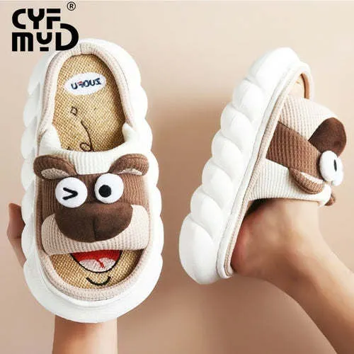 Animals Slippers Women Platform Shoes Cute Cartoon Thick Sole Home