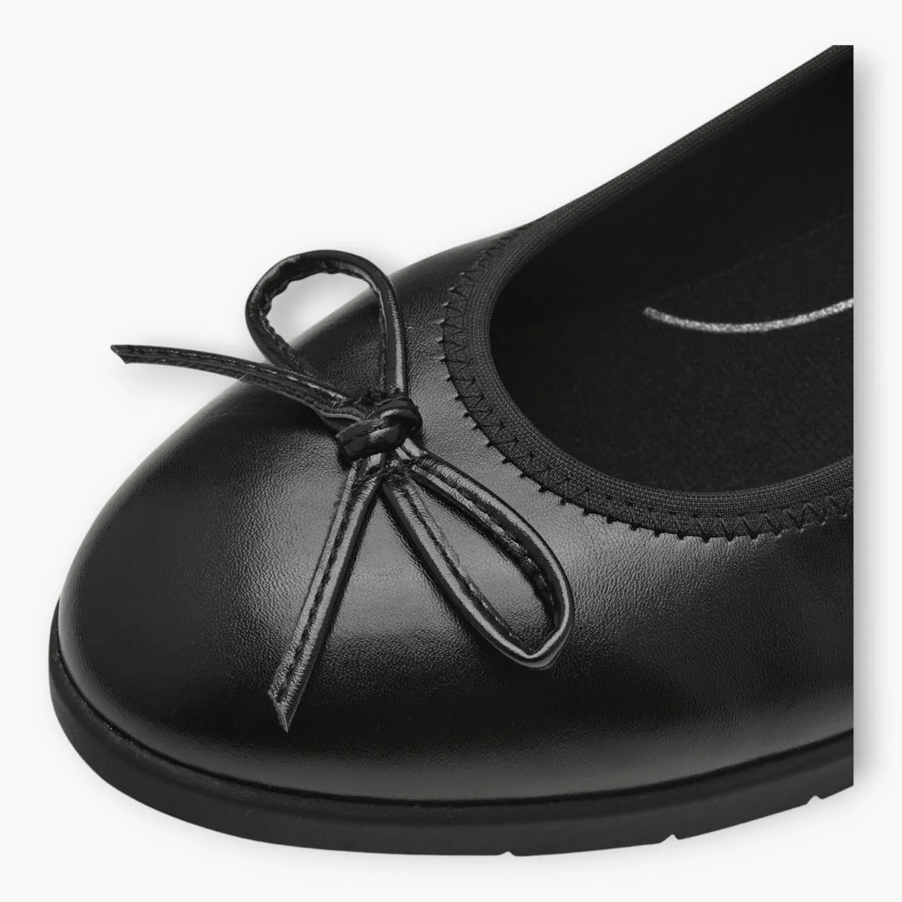 Black Vegan Wide Fit Ballerina Shoes with Low Wedge Sole