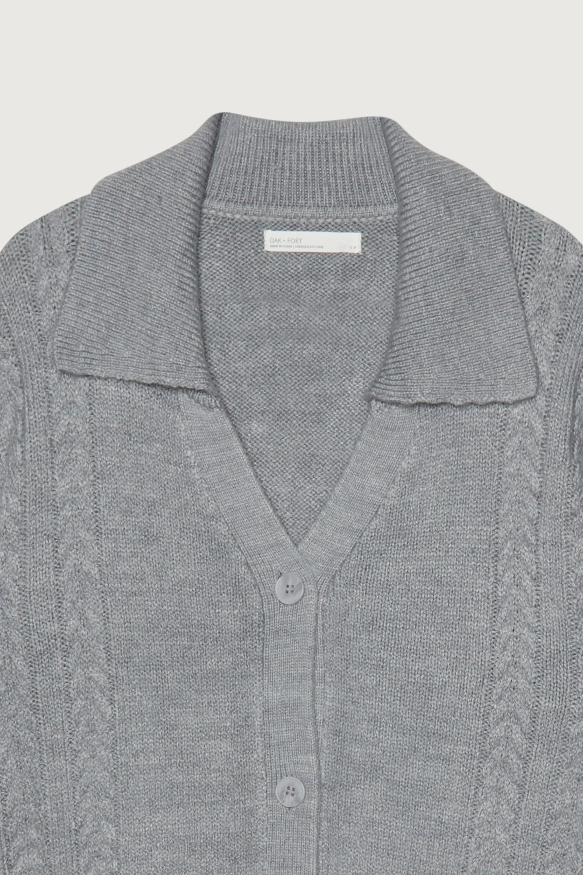 CABLE KNIT BUTTON UP CARDIGAN