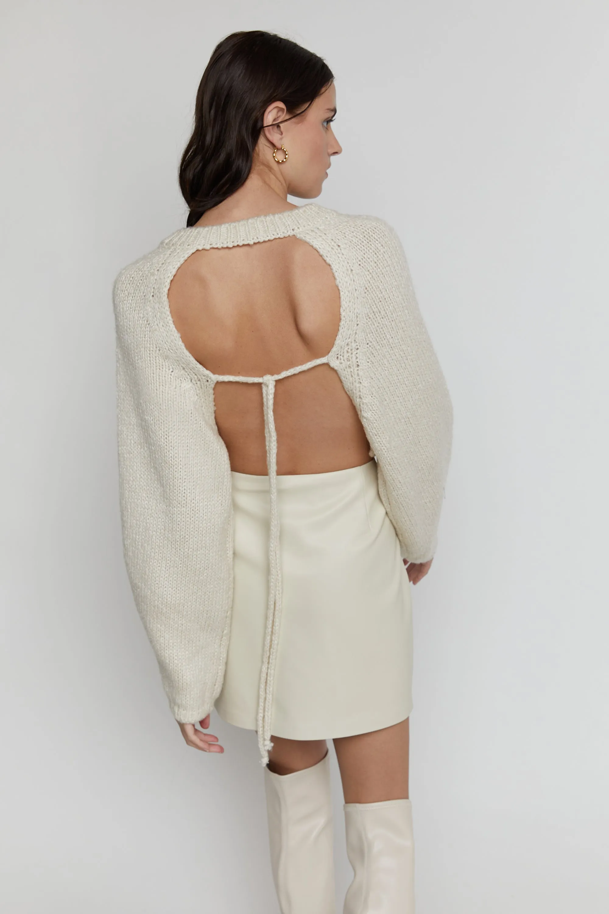 CROPPED OPEN BACK SWEATER