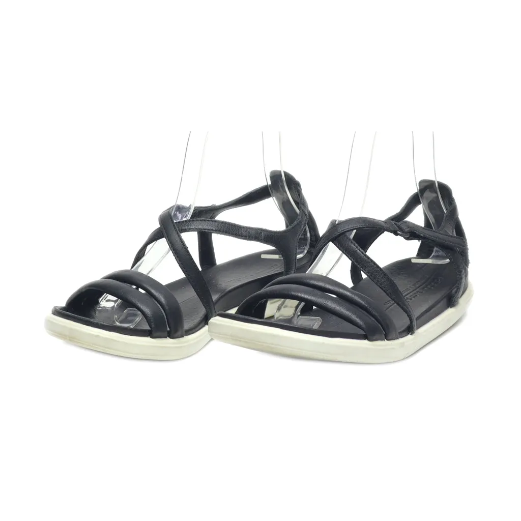 Ecco Flat Sandals Leather Black Colour For Women