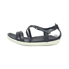 Ecco Flat Sandals Leather Black Colour For Women