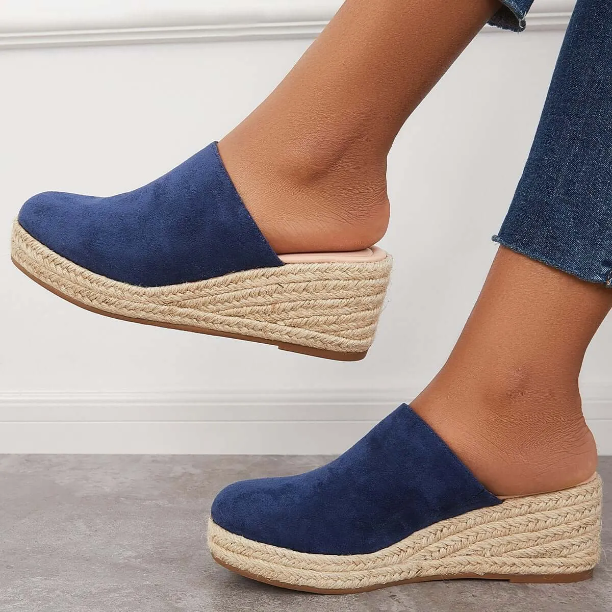 Espadrilles Mule Wedges Platform Slip on Backless Sandals