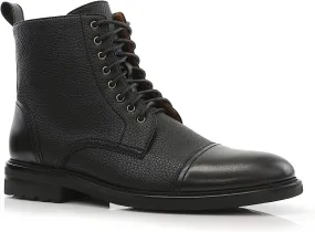 Grained&Black Woolen and Leather Lace-up Fashion Chukka Boots with Zipper Closure