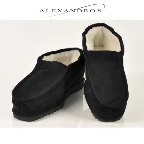 Handmade Ankle Boot Slippers for Men Soft Suede Leather and Merino Wool