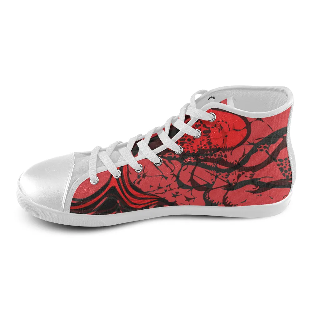 Kids Blood Cells Doodle Print Canvas High Top Shoes