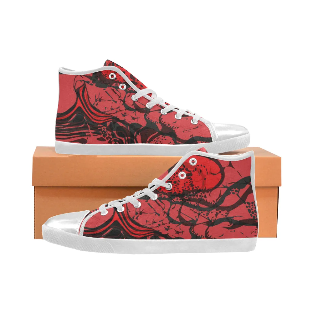 Kids Blood Cells Doodle Print Canvas High Top Shoes