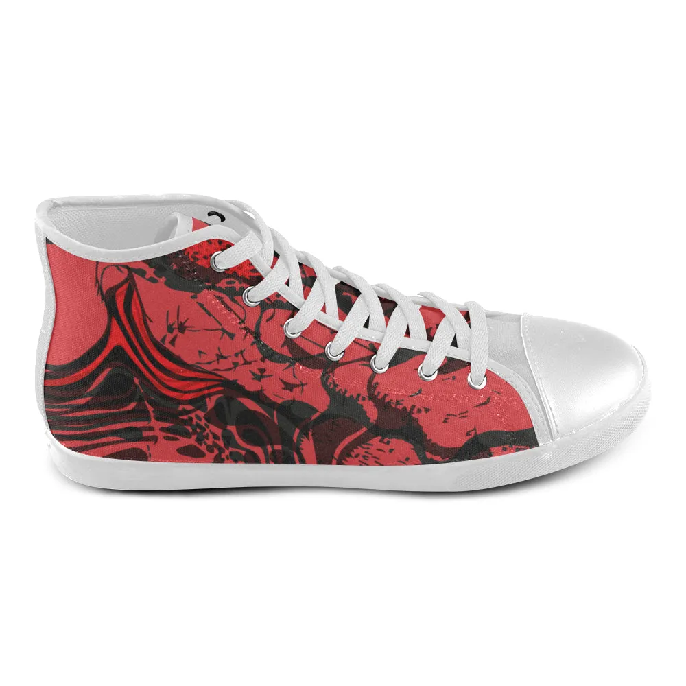 Kids Blood Cells Doodle Print Canvas High Top Shoes