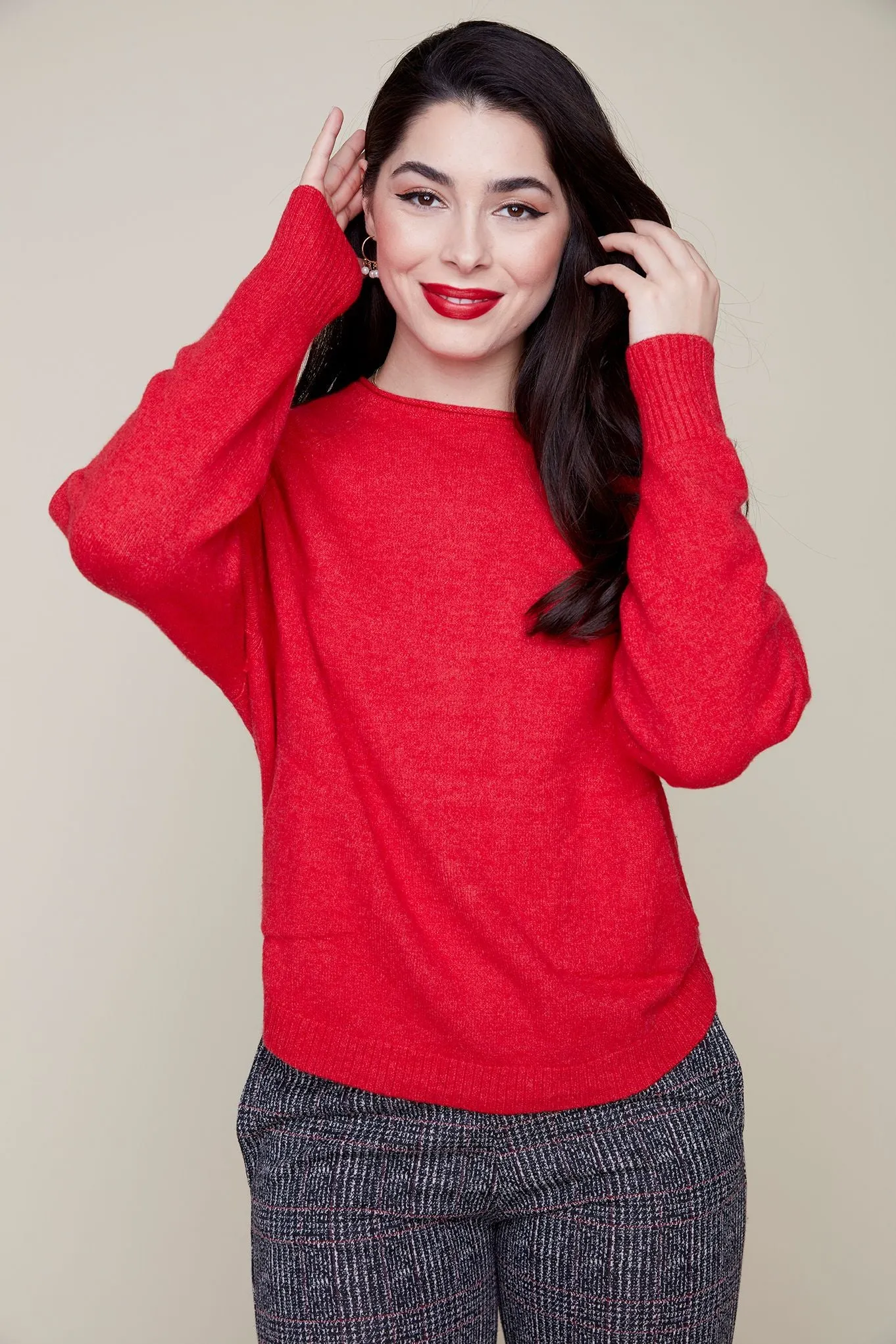 Long Sleeve Crew Neck Button Back Sweater