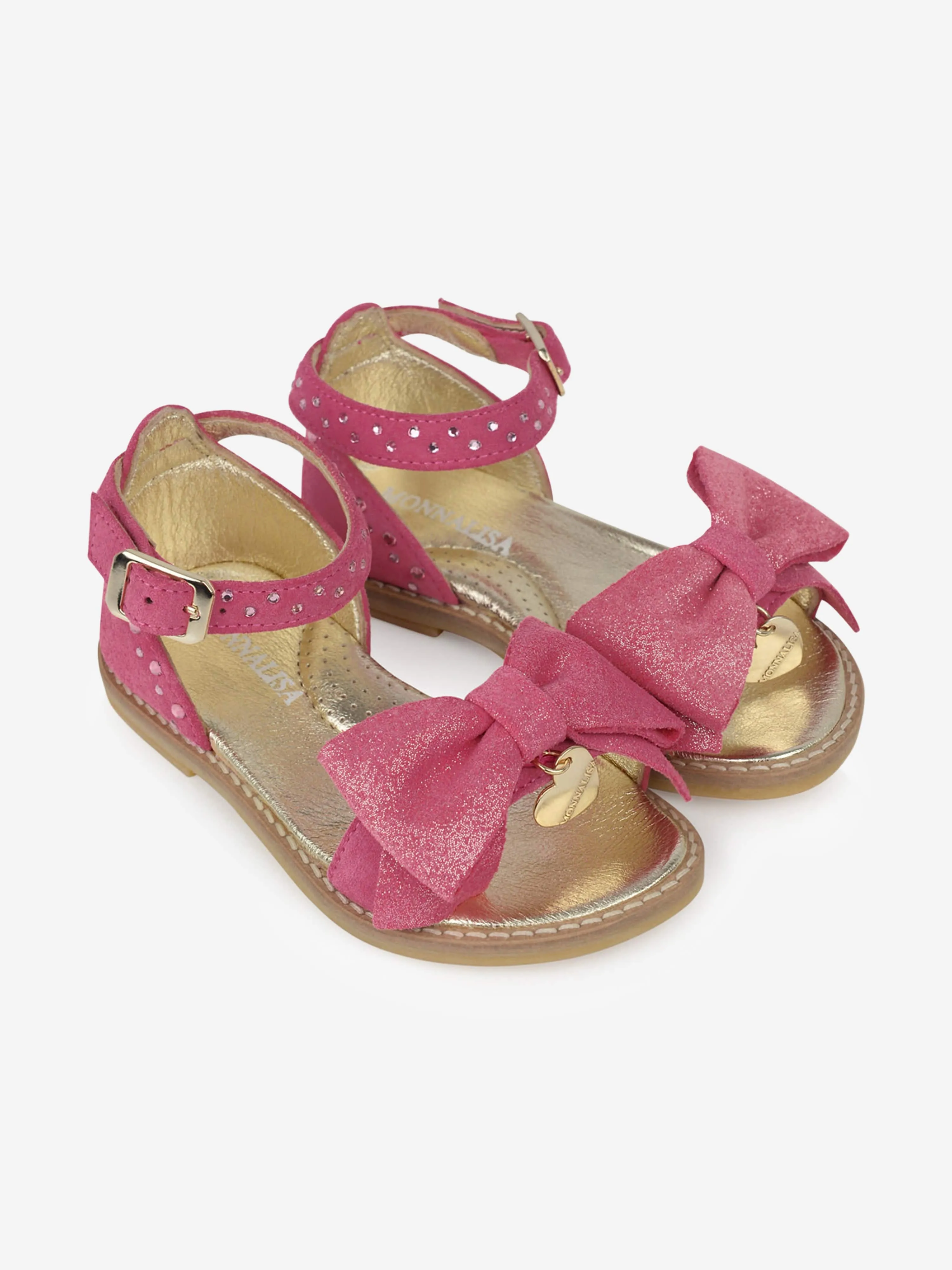 Monnalisa Suede Bow Sandals