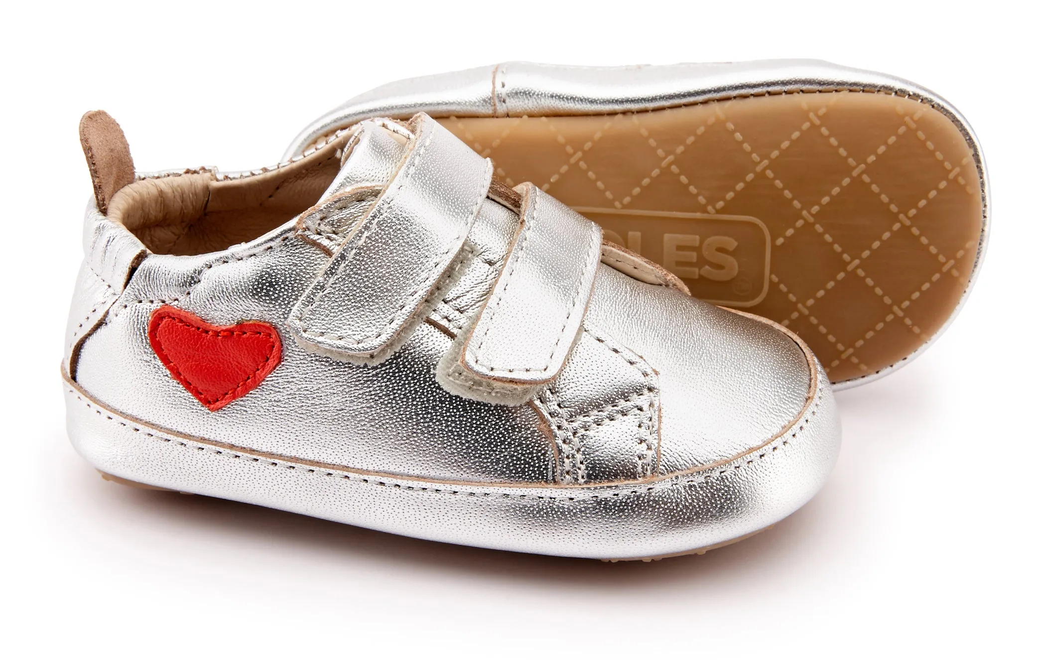 Old Soles Girl's and Boy's 0048R Love-Ly Sneakers - Silver/Bright Red