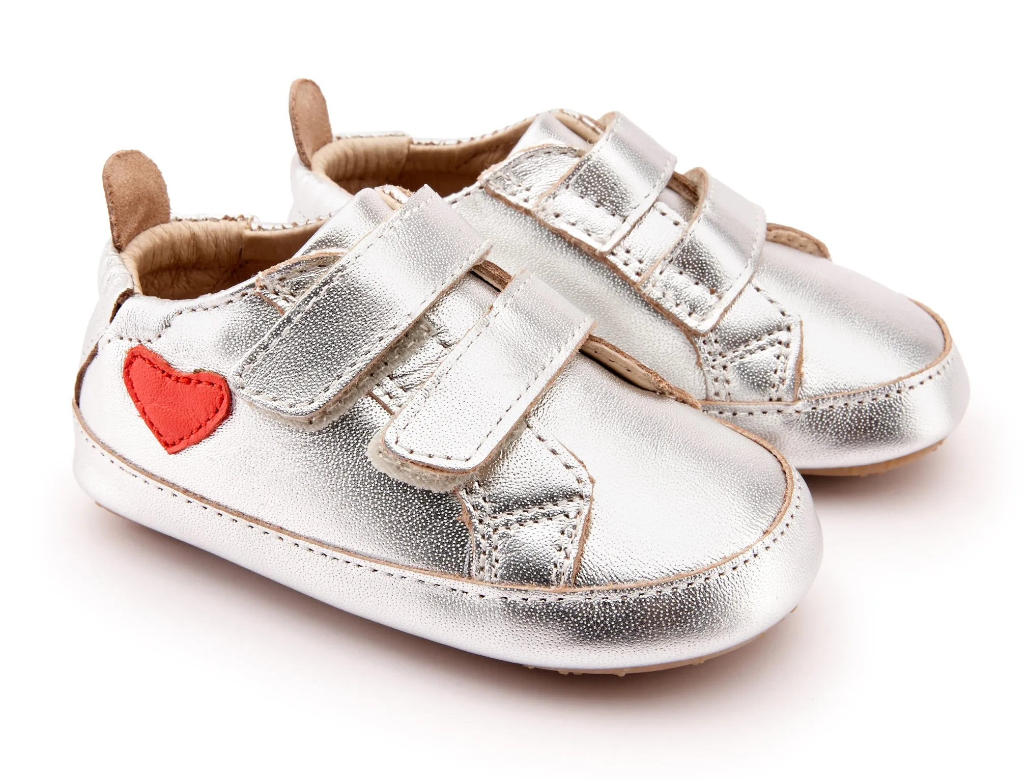 Old Soles Girl's and Boy's 0048R Love-Ly Sneakers - Silver/Bright Red