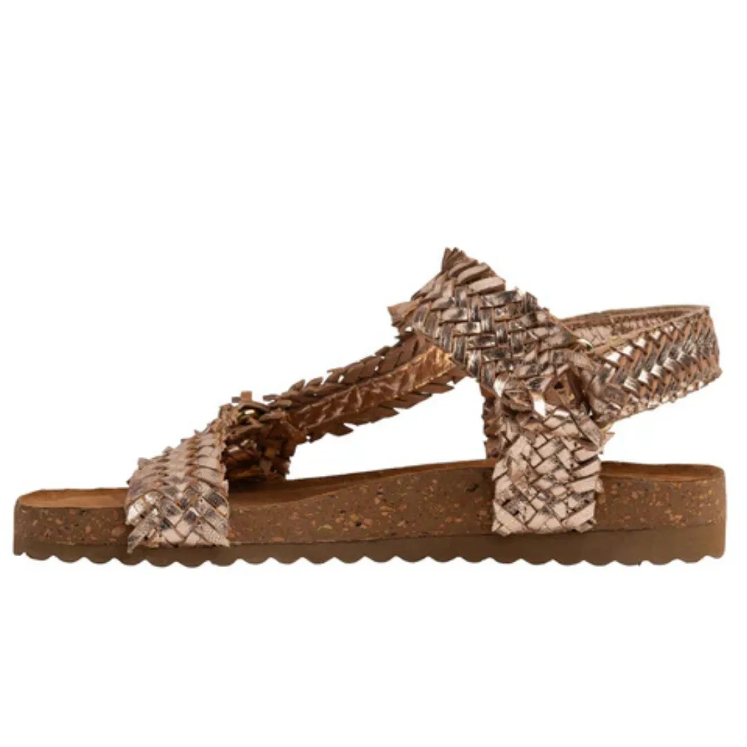 Online Exclusive | River Dance Woven Sandal in Champagne Gold