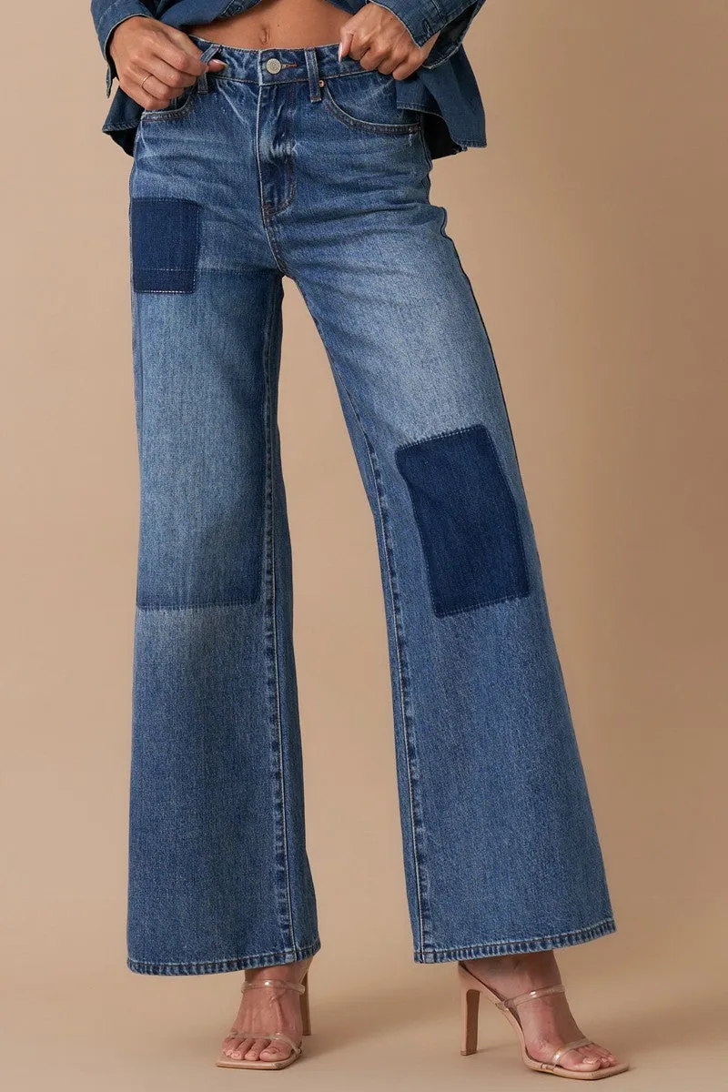 Peyton (Relaxed Wide Leg Patchwork Jean)