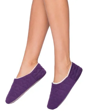 Women's Quilted Hearts Slipper with Shearling Lining - Purple